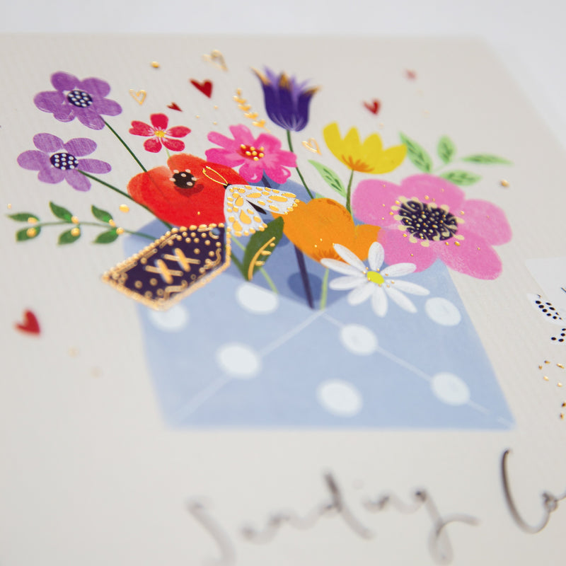 Greeting Card-E644 - Sending love floral envelope Card-Whistlefish