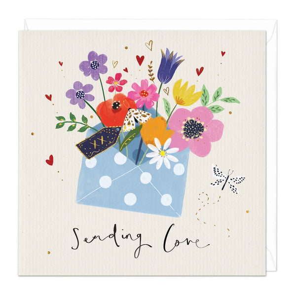 Greeting Card-E644 - Sending love floral envelope Card-Whistlefish