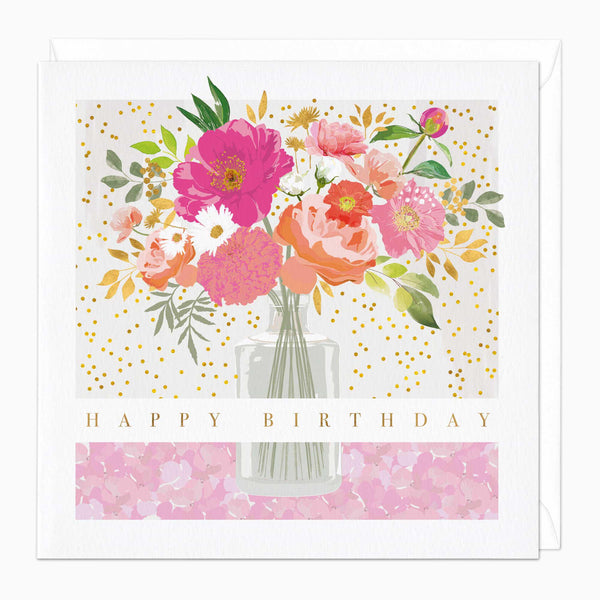 Greeting Card-E650 - Pink Vase Birthday Card-Whistlefish