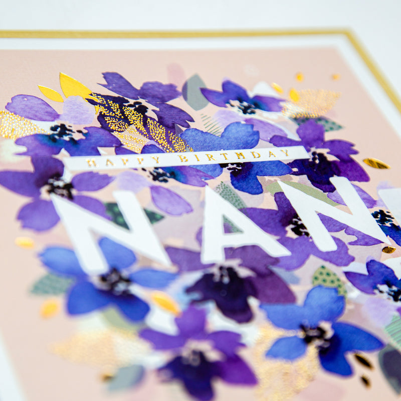 Greeting Card-E656 - Nan floral birthday card-Whistlefish