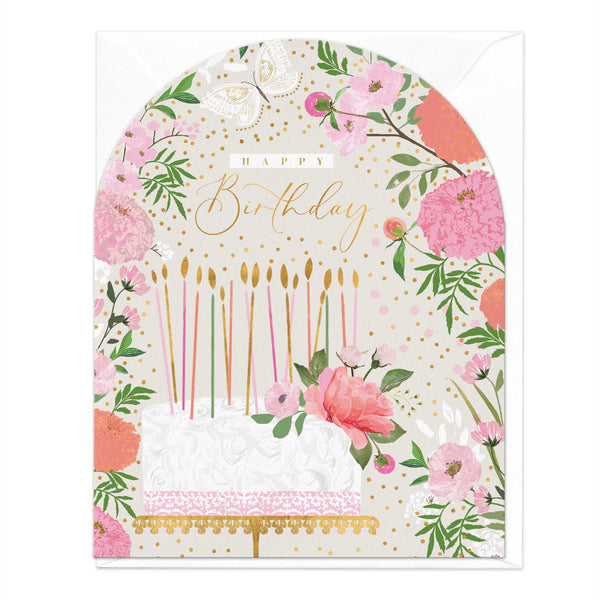 Greeting Card-E658 - Cake and Flowers Birthday Card-Whistlefish