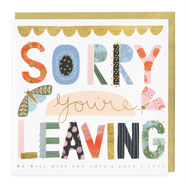 Greeting Card-E667 - Sorry Your Leaving Patchwork Card-Whistlefish