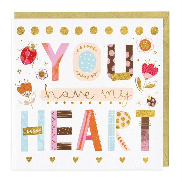 Greeting Card - E668 - You Have My Heart Patchwork Card - You Have My Heart Patchwork Card - Whistlefish