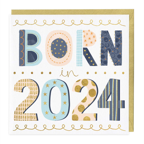 Greeting Card-E669 - Born in 2024 Patchwork Card-Whistlefish