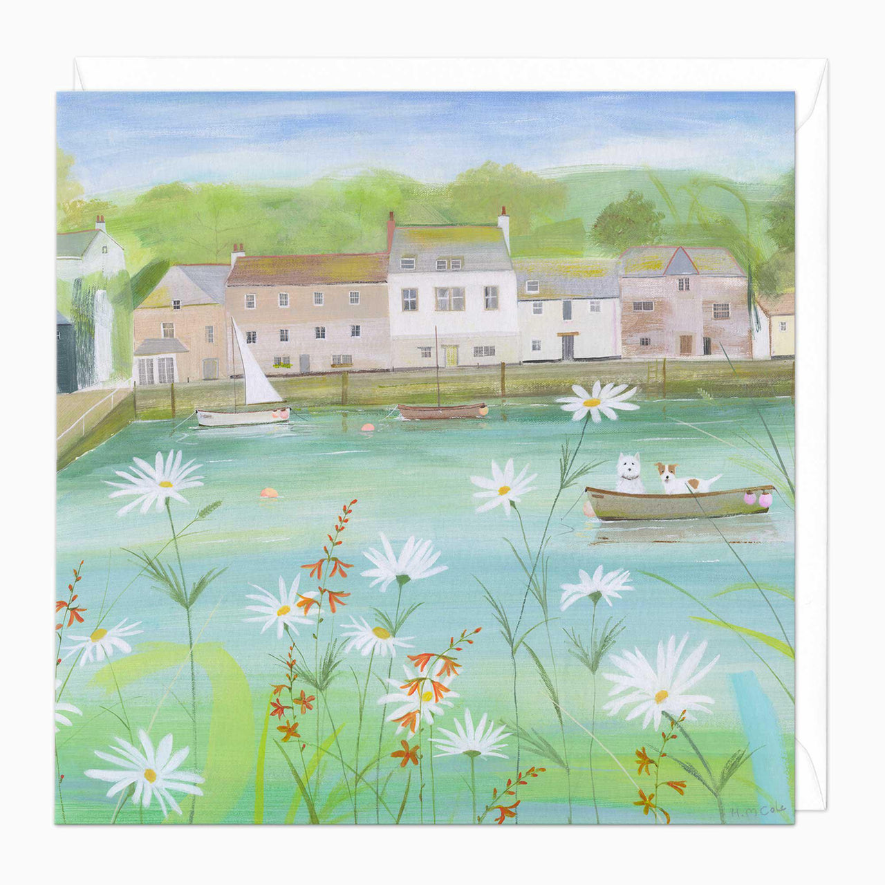 Greeting Card-E675 - Westie On A Boat Art Card-Hannah Cole