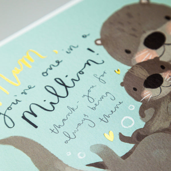 Greeting Card - E709 - Otter, Mum in a Million Card - Otter, Mum in a Million Card - Whistlefish