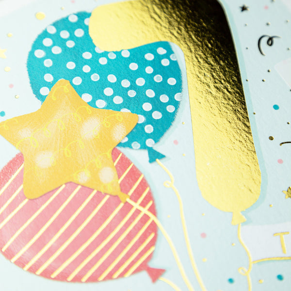Greeting Card - E714 - 7th Balloon Birthday card - 7th Balloon Birthday card - Whistlefish