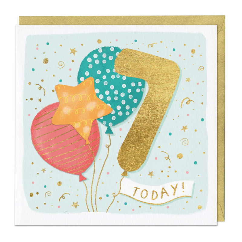 Greeting Card - E714 - 7th Balloon Birthday card - 7th Balloon Birthday card - Whistlefish