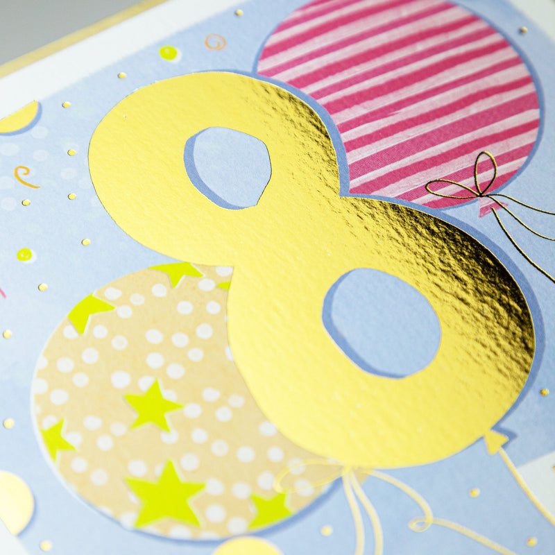 Greeting Card - E715 - 8th Balloon Birthday card - 8th Balloon Birthday card - Whistlefish