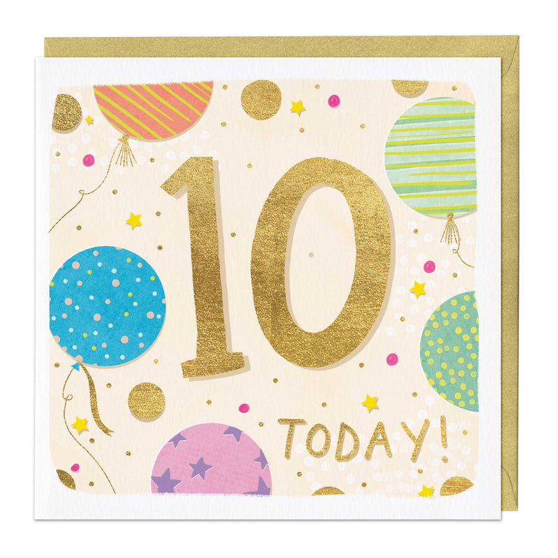 Greeting Card - E717 - 10th Balloon Birthday card - 10th Balloon Birthday card - Whistlefish
