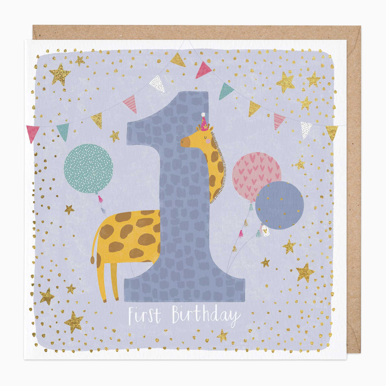 Greeting Card-E720 - Giraffe 1St Birthday Card-Whistlefish