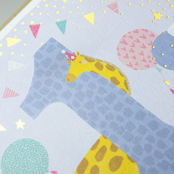 Greeting Card - E720 - Giraffe 1st Birthday Card - Giraffe 1st Birthday Card - Whistlefish