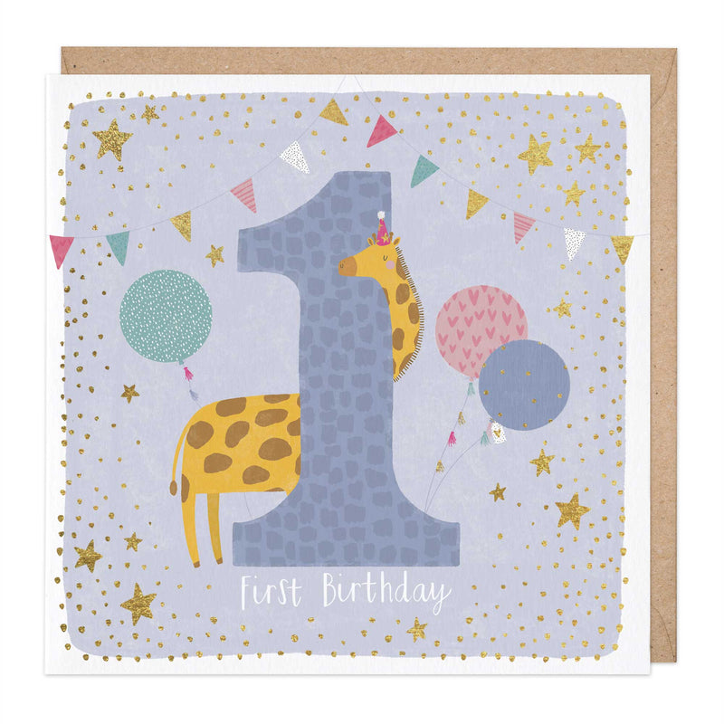 Greeting Card - E720 - Giraffe 1st Birthday Card - Giraffe 1st Birthday Card - Whistlefish