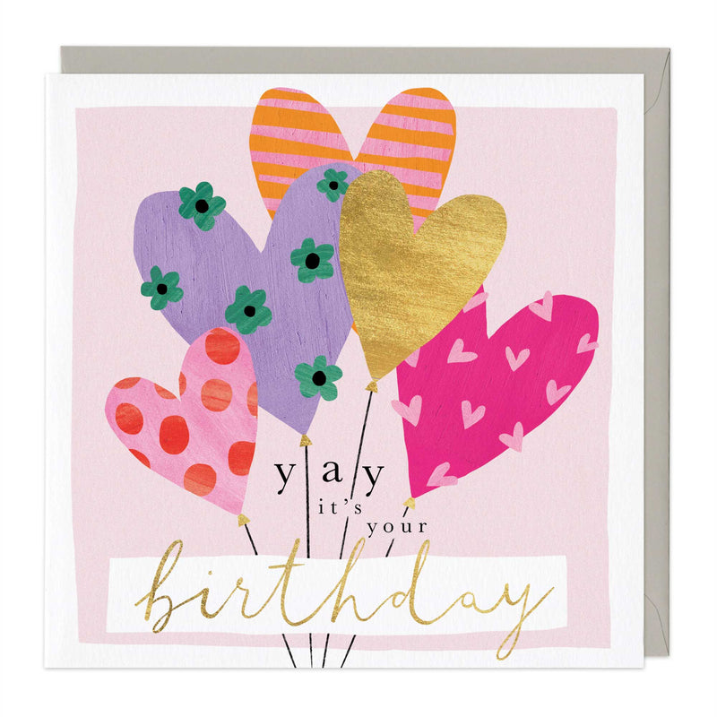 Greeting Card - E723 - Heart Balloon Birthday Card - Heart Balloon Birthday Card - Whistlefish