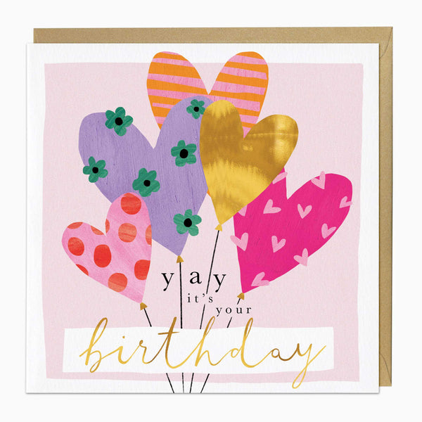 Greeting Card-E723 - Heart Balloon Birthday Card-Whistlefish