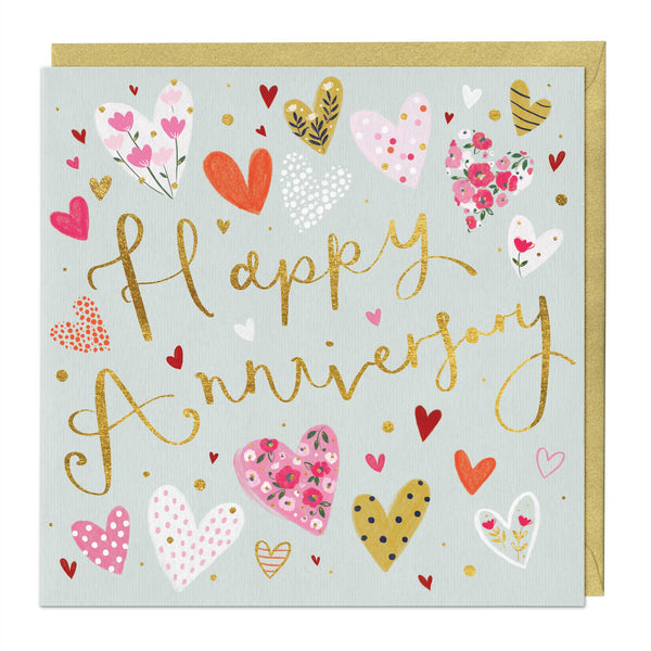 Greeting Card - E724 - Ditsy Floral Heart AnniversaryCard - Ditsy Floral Heart AnniversaryCard - Whistlefish