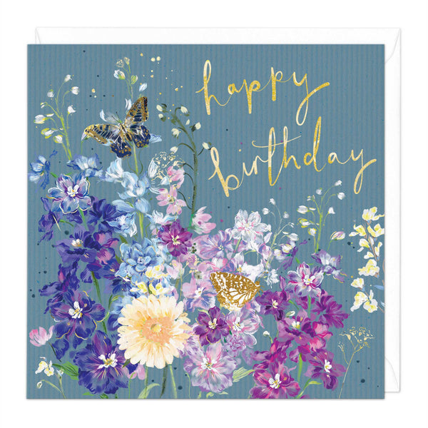 Greeting Card - E726 - Floral Butterfly birthday Card - Floral Butterfly birthday Card - Whistlefish