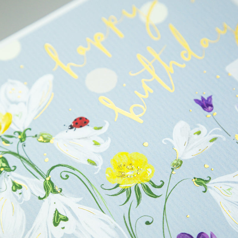 Greeting Card - E730 - Spring Snowdrops Birthday Card - Spring Snowdrops Birthday Card - Whistlefish