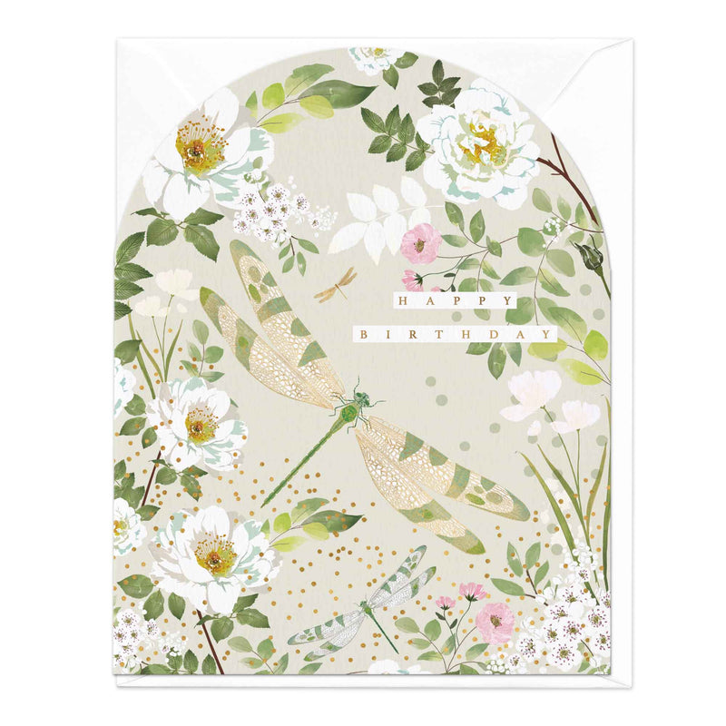 Greeting Card - E732 - Glittering Dragonfly Birthday Card - Glittering Dragonfly Birthday Card - Whistlefish