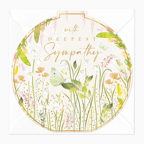 Greeting Card-E736 - Green Sympathy Round Card-Whistlefish