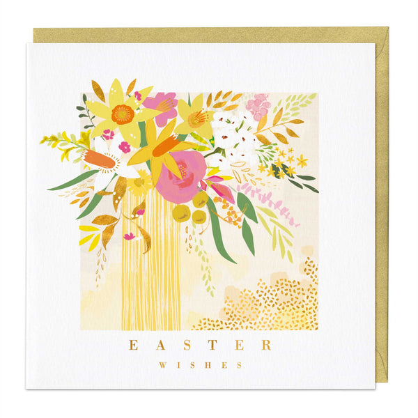 Greeting Card - E738 - Yellow Easter Vase Card - Yellow Easter Vase Card - Whistlefish