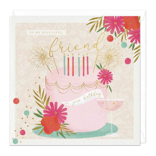 Greeting Card - E753 - Beautiful Friend Birthday Card - Beautiful Friend Birthday Card - Whistlefish