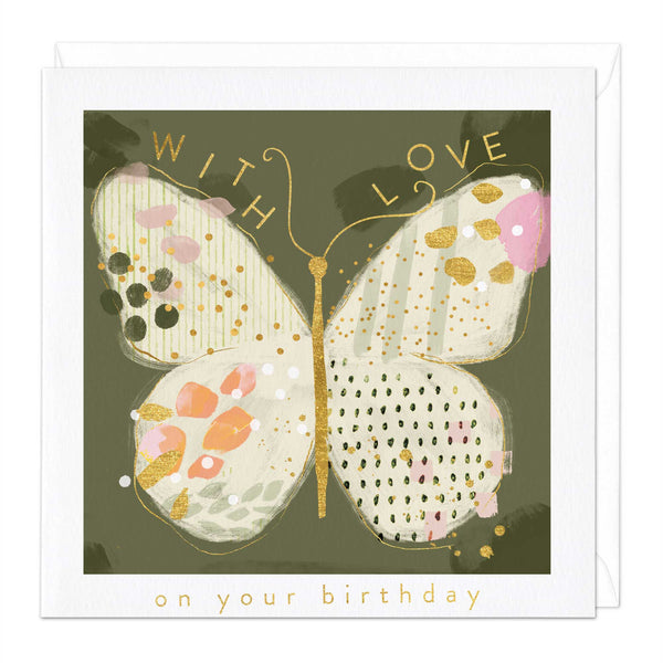 Greeting Card - E754 - Butterfly with Love Birthday Card - Butterfly with Love Birthday Card - Whistlefish