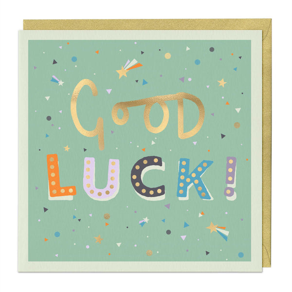 Greeting Card - E762 - Golden Wishes Good Luck Card - Golden Wishes Good Luck Card - Whistlefish