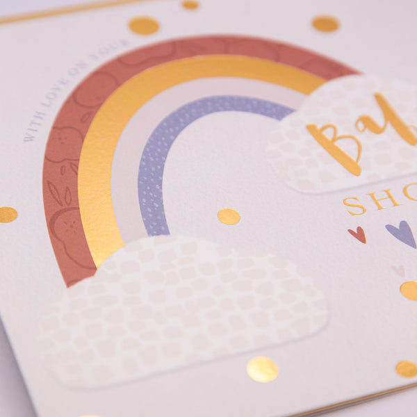 Greeting Card - E765 - Golden Rainbow Baby Shower Card - Golden Rainbow Baby Shower Card - Whistlefish