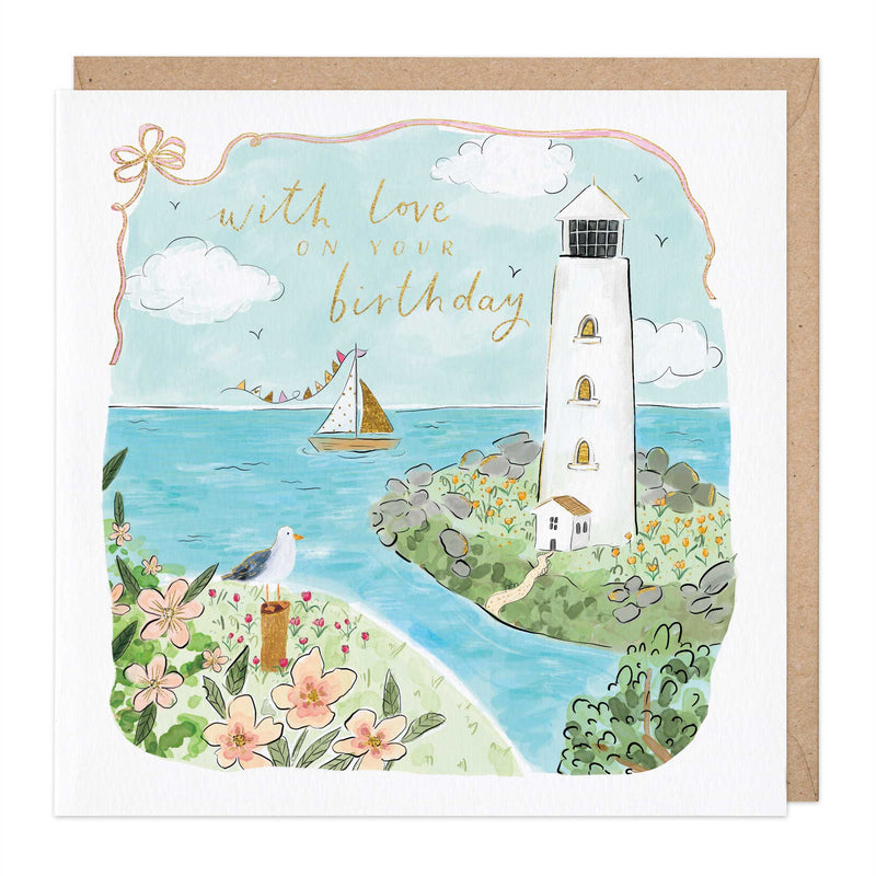 Greeting Card - E768 - Lighthouse Birthday Card - Lighthouse Birthday Card - Whistlefish