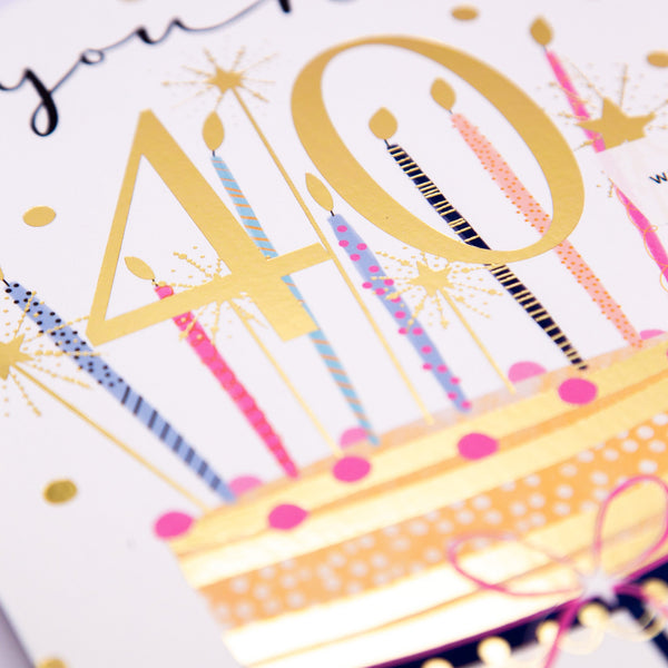 Greeting Card - E776 - You're 40 Birthday Cake card - You're 40 Birthday Cake card - Whistlefish
