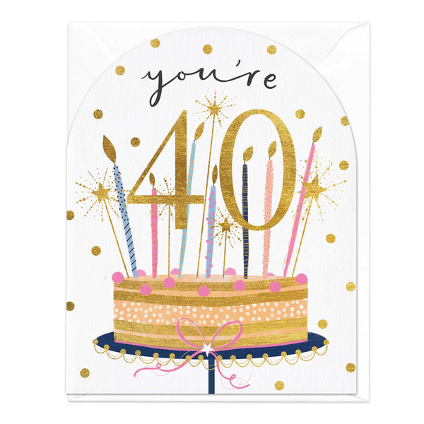 Greeting Card - E776 - You're 40 Birthday Cake card - You're 40 Birthday Cake card - Whistlefish