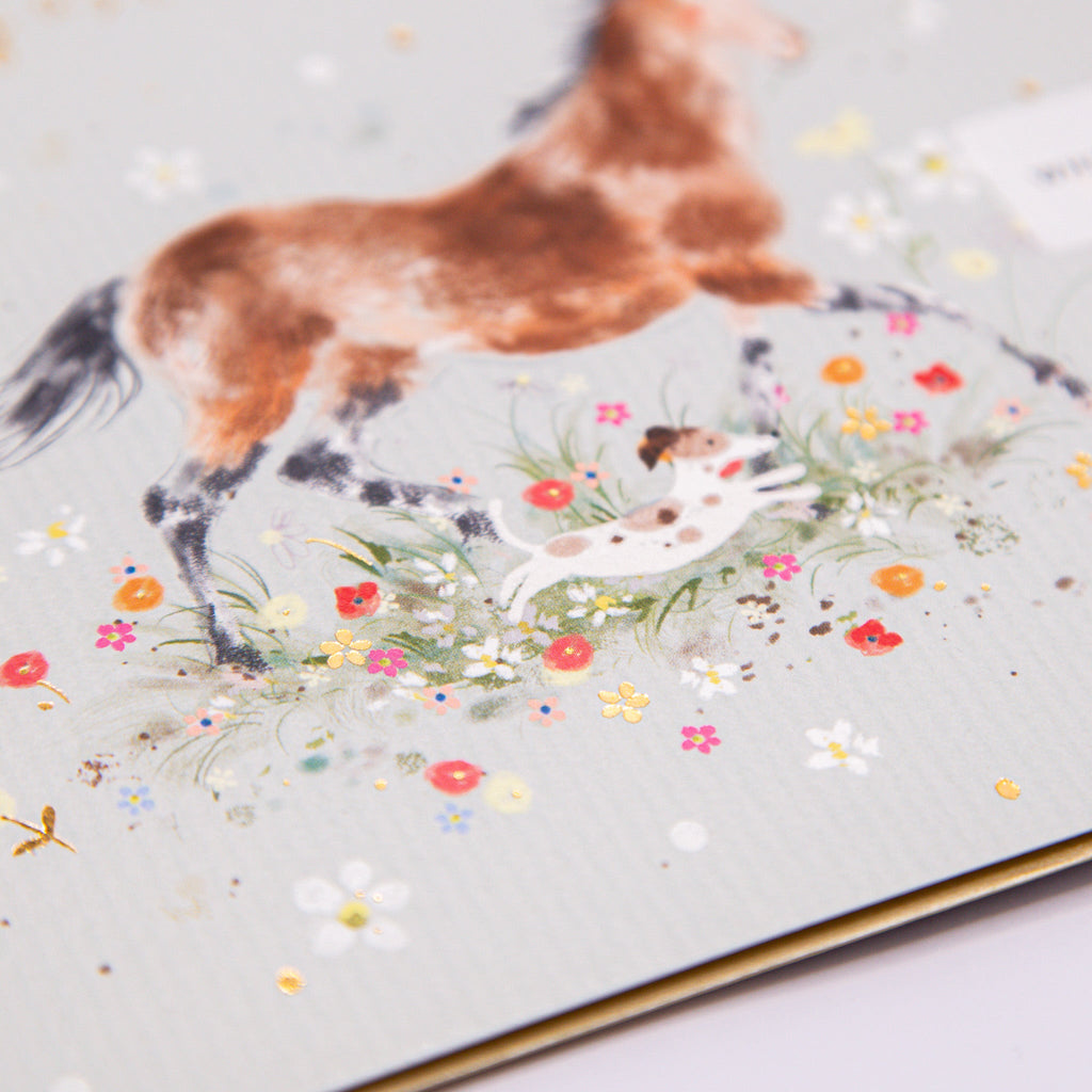 Greeting Card - E814 - Running Through The Meadow Card - Running Through the Meadow Card - Whistlefish