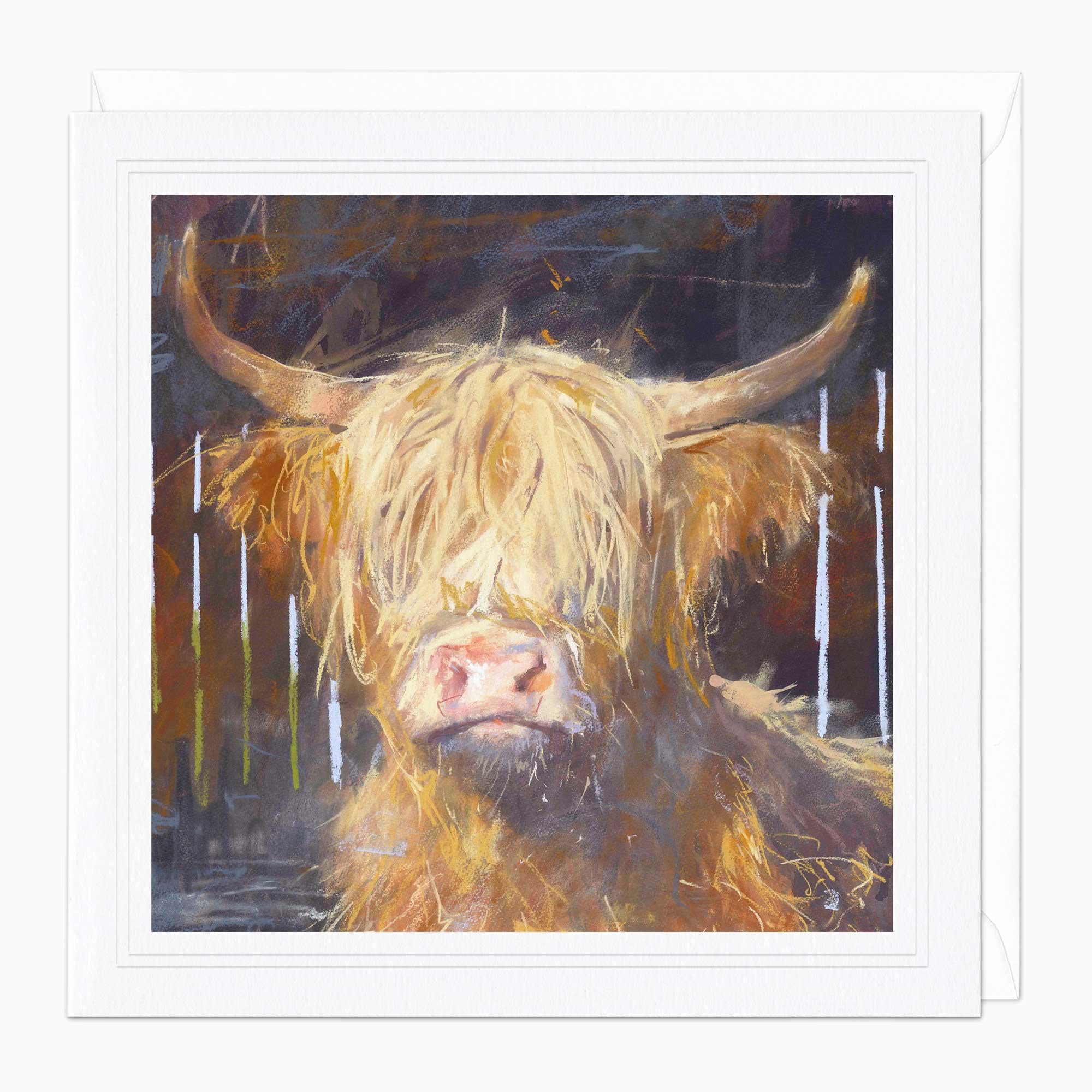 Greeting Card-F010 - Highland Cow Art Card-James Bartholomew