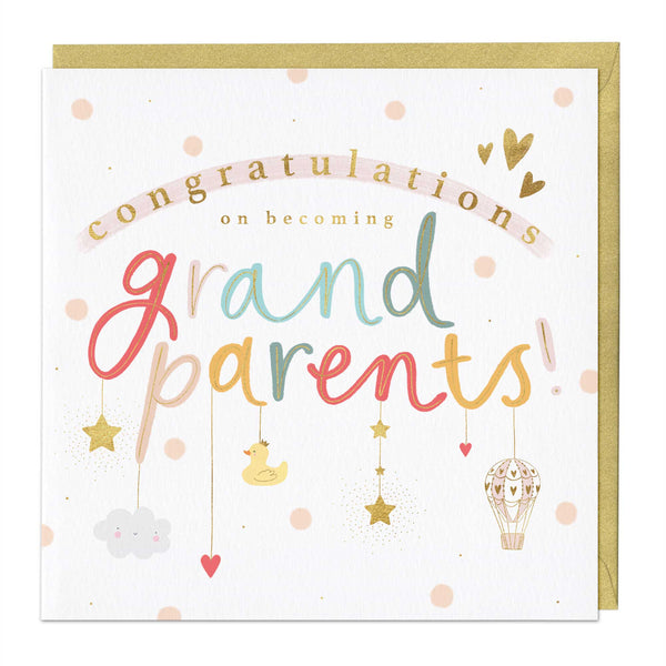 Greeting Card - F032 - Grandparents Baby Mobile Congratulations Card - Grandparents Baby Mobile Congratulations Card - Whistlefish