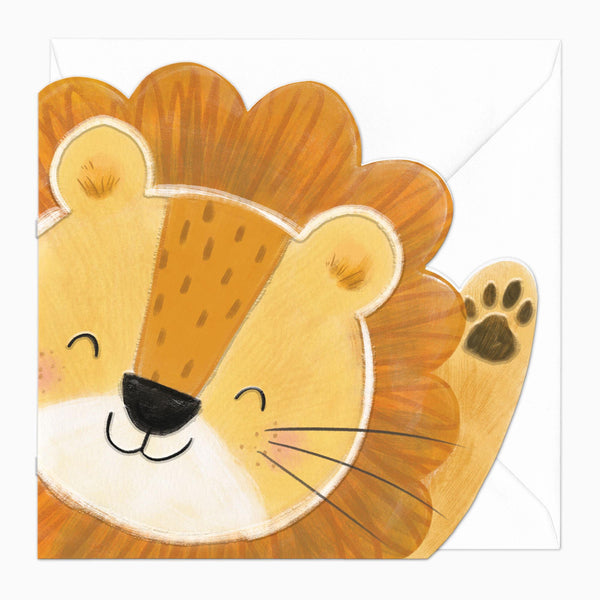 Greeting Card-F050 - Lenny The Lion Cut-Out Card-Whistlefish