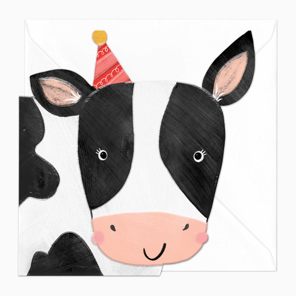 Greeting Card-F052 - Connie The Cow Birthday Cut-Out Card-Whistlefish
