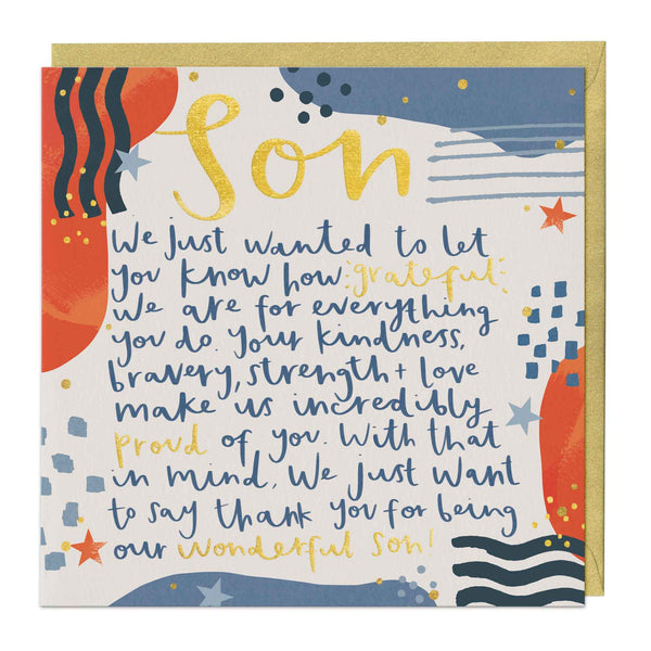 Greeting Card - F063 - To A Wonderful Son Card - To A Wonderful Son Card - Whistlefish