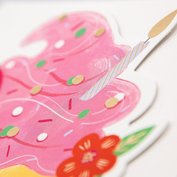 Greeting Card - F074 - Make A Wish Cut-Out Birthday Card - Make A Wish Cupcake Cut-Out Birthday Card - Whistlefish