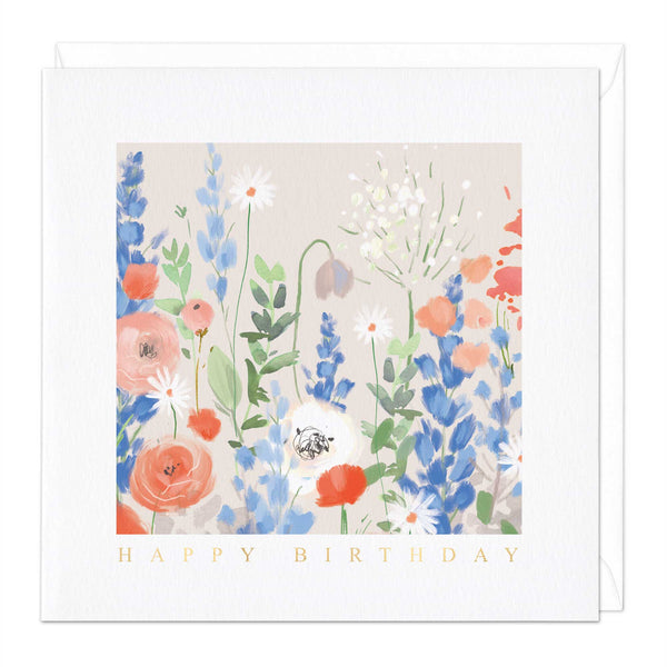 Greeting Card - F088 - Cream Floral Birthday Card - Cream Floral Birthday Card - Whistlefish