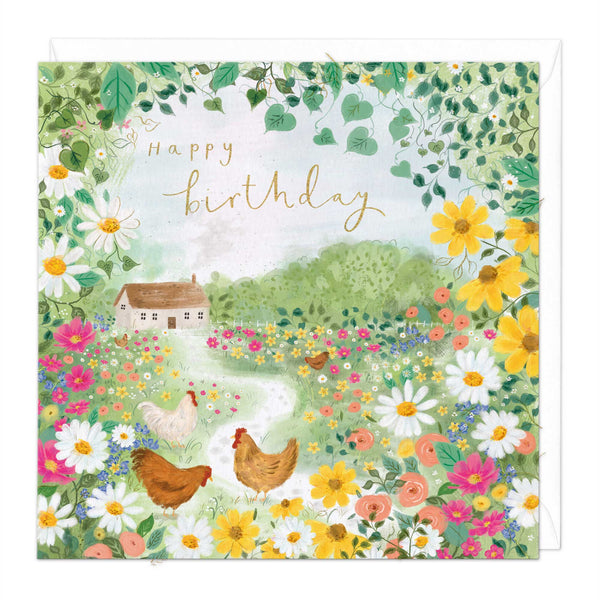 Greeting Card - F091 - Happy Birthday Cottage Card - Happy Birthday Cottage Card - Whistlefish
