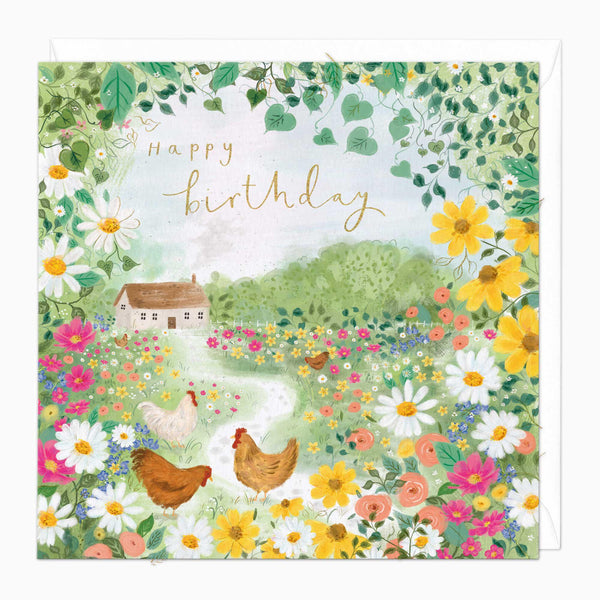 Greeting Card-F091 - Happy Birthday Cottage Card-Whistlefish