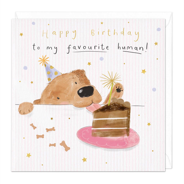Greeting Card - F108 - Dog Eating Cake Birthday Card - Dog Eating Cake Birthday Card - Whistlefish