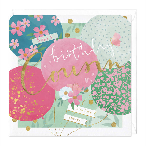 Greeting Card - F109 - Cousin Balloons Birthday Card - Cousin Balloons Birthday Card - Whistlefish