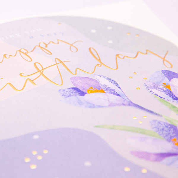 Greeting Card - F116 - Crocus Birthday Arch Card - Crocus Birthday Arch Card - Whistlefish