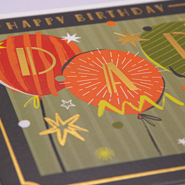 Greeting Card - F126 - Dad's Birthday Balloon Deco Card - Dad's Birthday Balloon Deco Card - Whistlefish