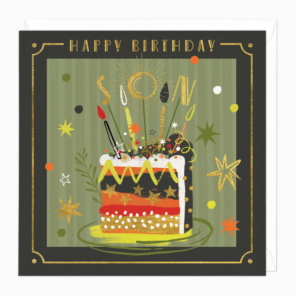 Greeting Card-F127 - Son's Birthday Cake Deco Card-Whistlefish