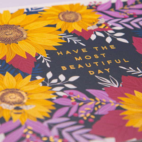 Greeting Card - F133 - Most Beautiful Day Sunflower Art Card - Most Beautiful Day Sunflower Art Card - Whistlefish