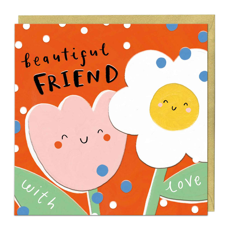 Greeting Card - F140 - Friend Flower Faces Art Card - Friend Flower Faces Art Card - Whistlefish