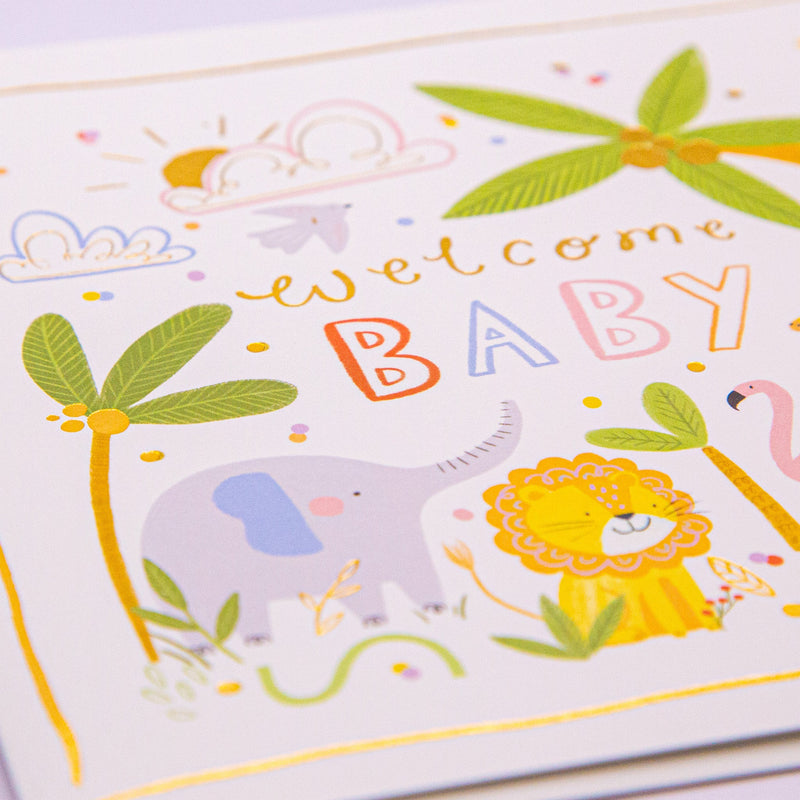 Greeting Card - F148 - Welcome Baby Safari Card - Welcome Baby Safari Card - Whistlefish